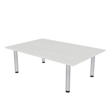 SKUTCHI DESIGNS 6Ft Rectangular Conference Table with Silver Post Legs, 6 Person Meeting Room Table, White Cypress HAR-REC-48X72-PT-WC
